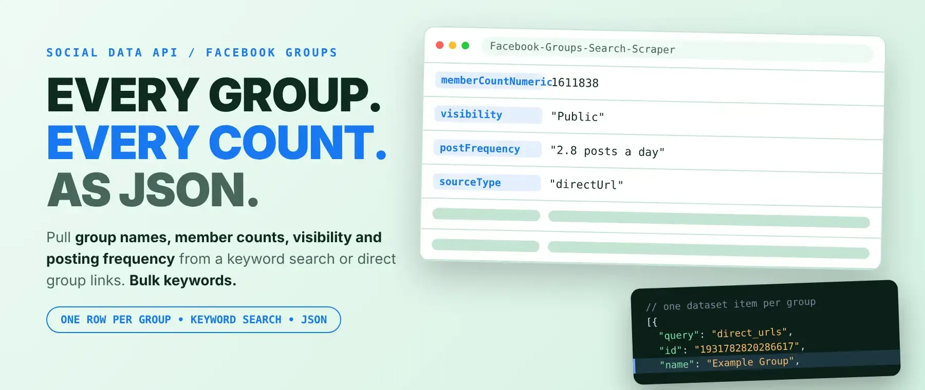 Facebook Groups Search Scraper: scrape data as JSON