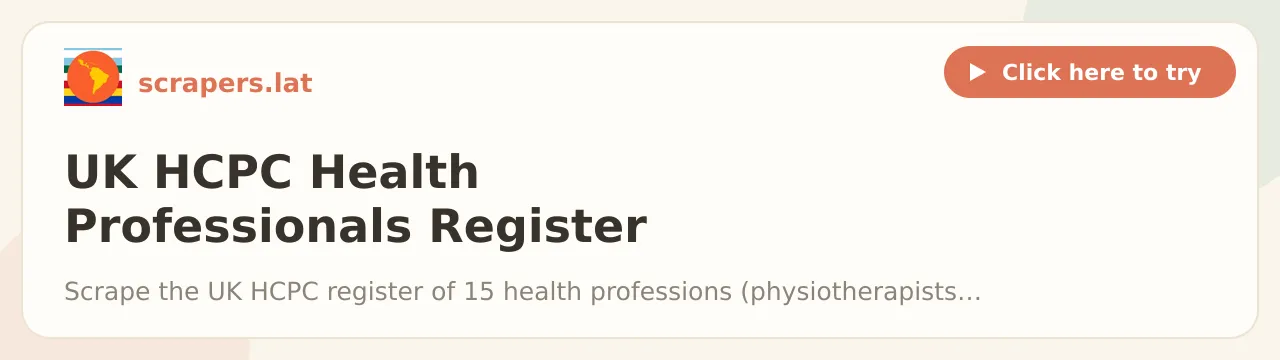 UK HCPC Health Professionals Register Scraper