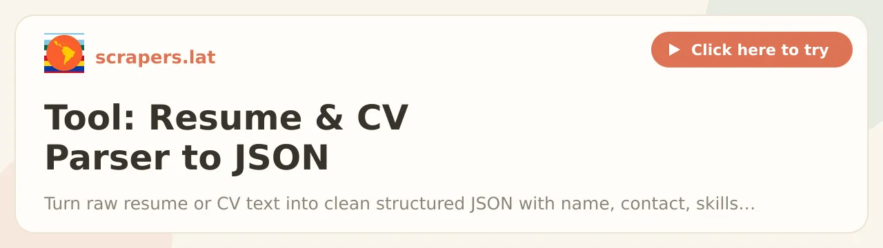 Tool: Resume & CV Parser to JSON