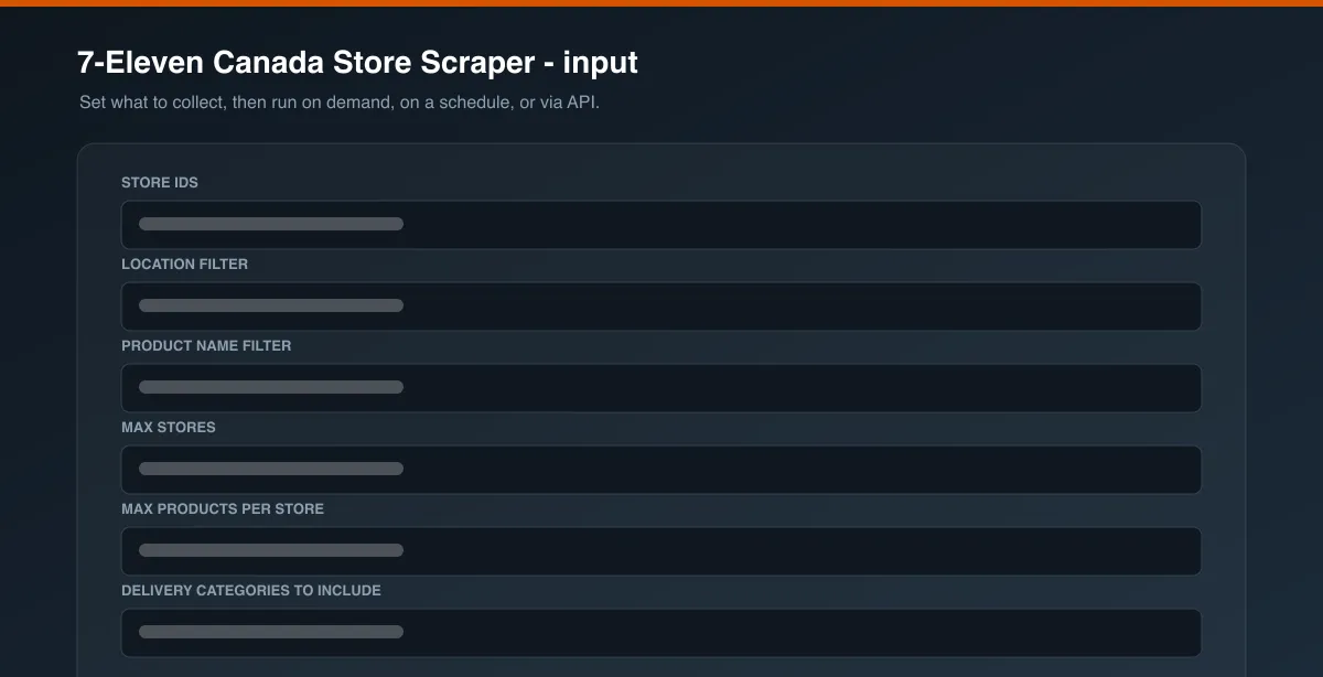 7-Eleven Canada Store Scraper input options