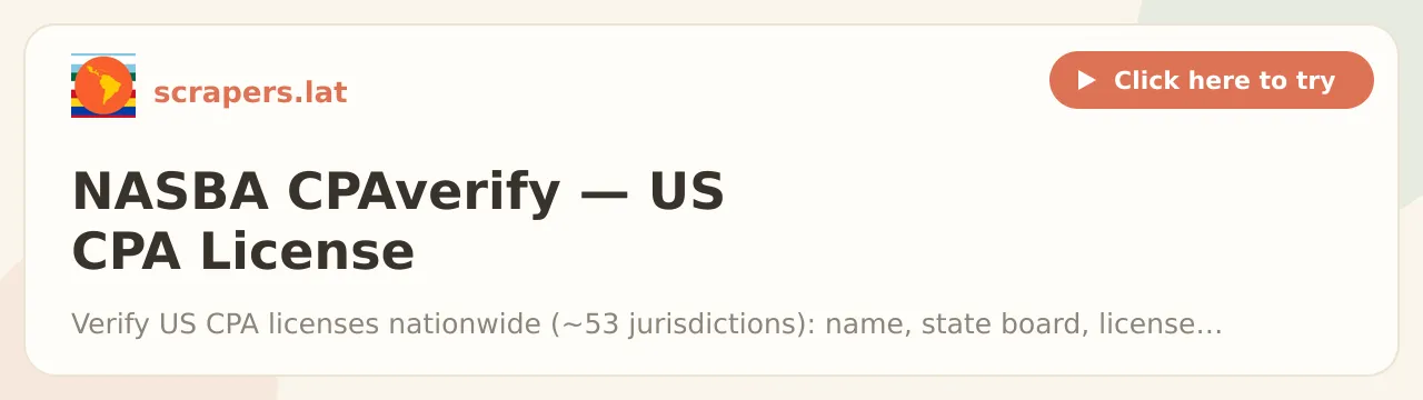 NASBA CPAverify - US CPA License Verification Scraper