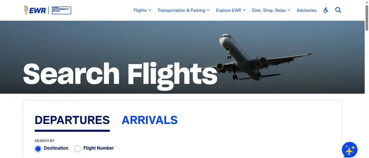 Newark Liberty Airport departures flight board