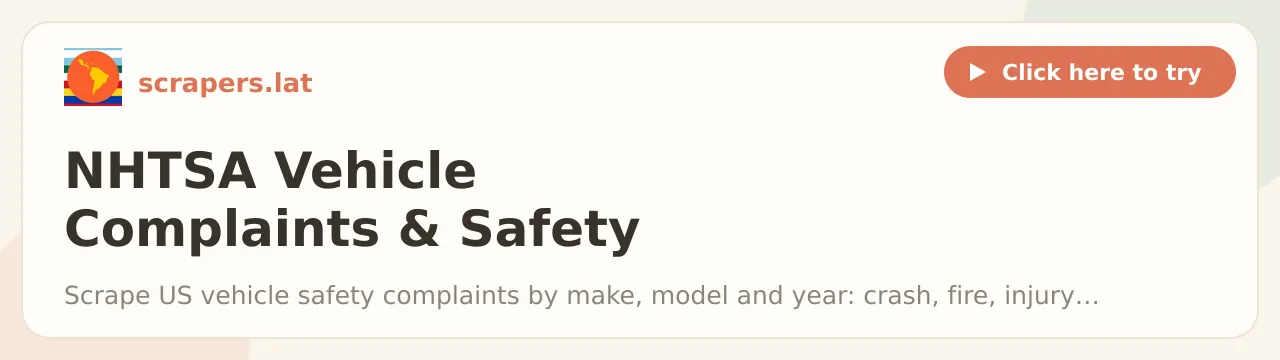 NHTSA Vehicle Complaints & Safety Ratings Scraper