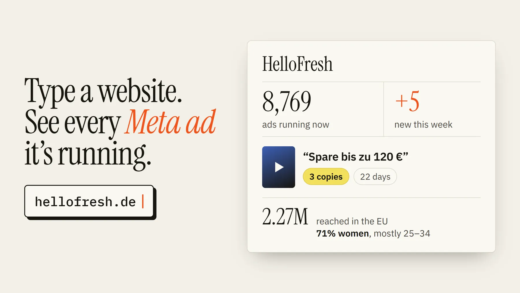 Type a website, see every Meta ad it's running