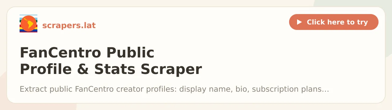 FanCentro Public Profile & Stats Scraper