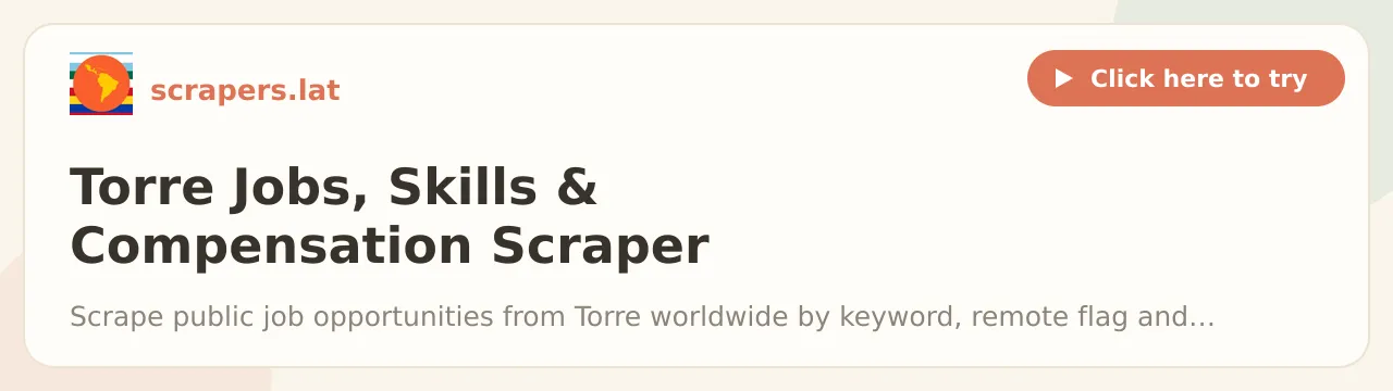 Torre Jobs, Skills & Compensation Scraper