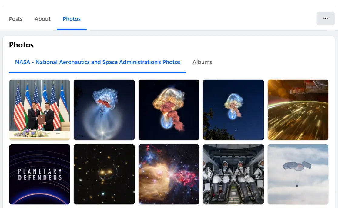 Facebook Page photos tab that Facebook Photos Scraper turns into rows