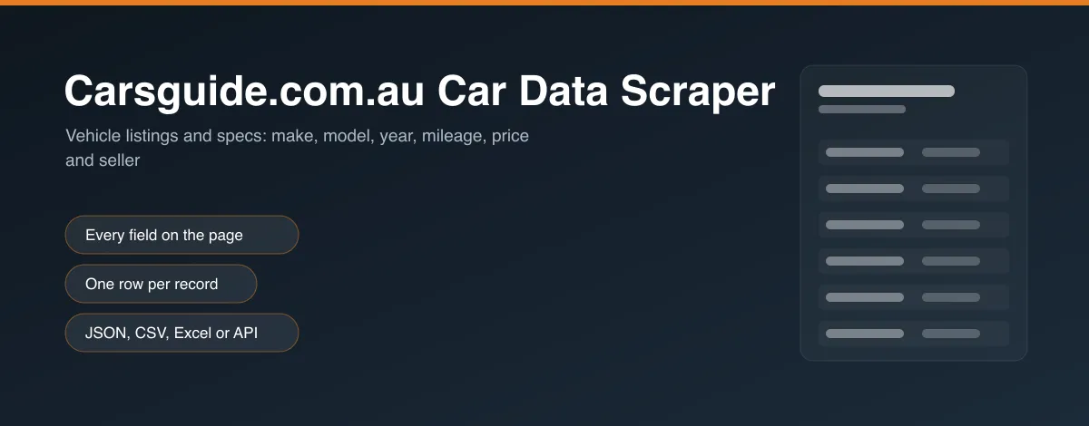 Carsguide.com.au Car Data Scraper hero