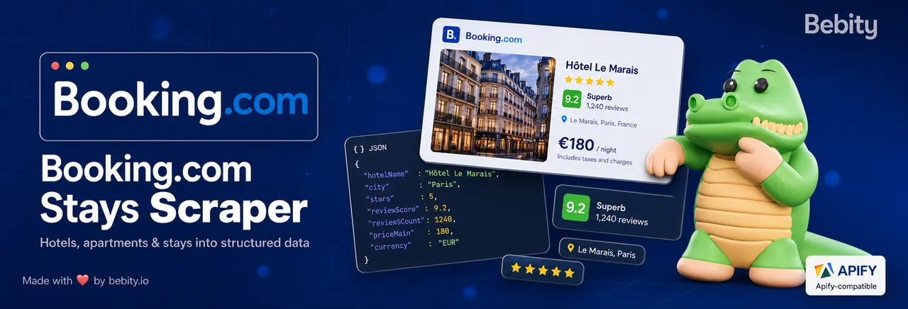 Booking.com Stays Scraper — scrape hotels, apartments & stays into structured data