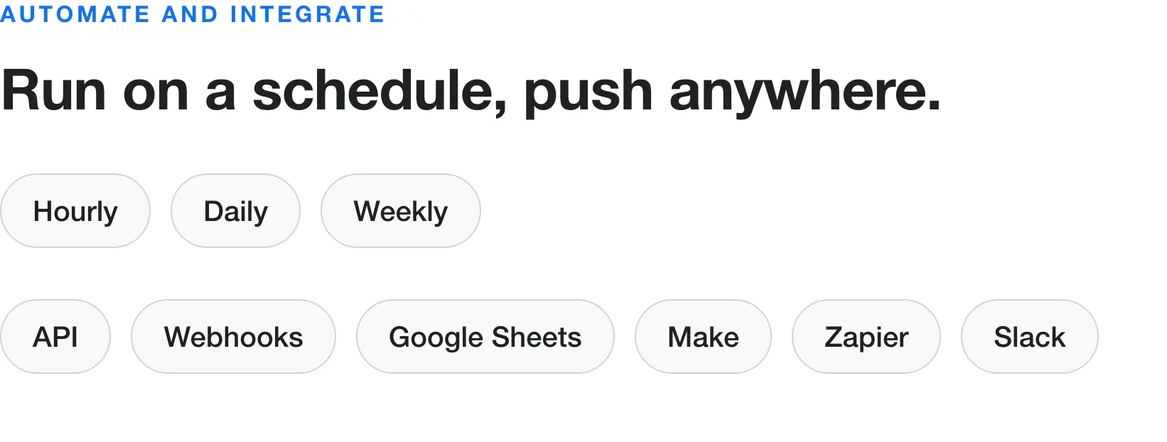Run on a schedule and push data to integrations