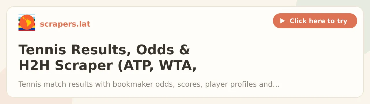 Tennis Results, Odds & H2H Scraper (ATP, WTA, ITF)