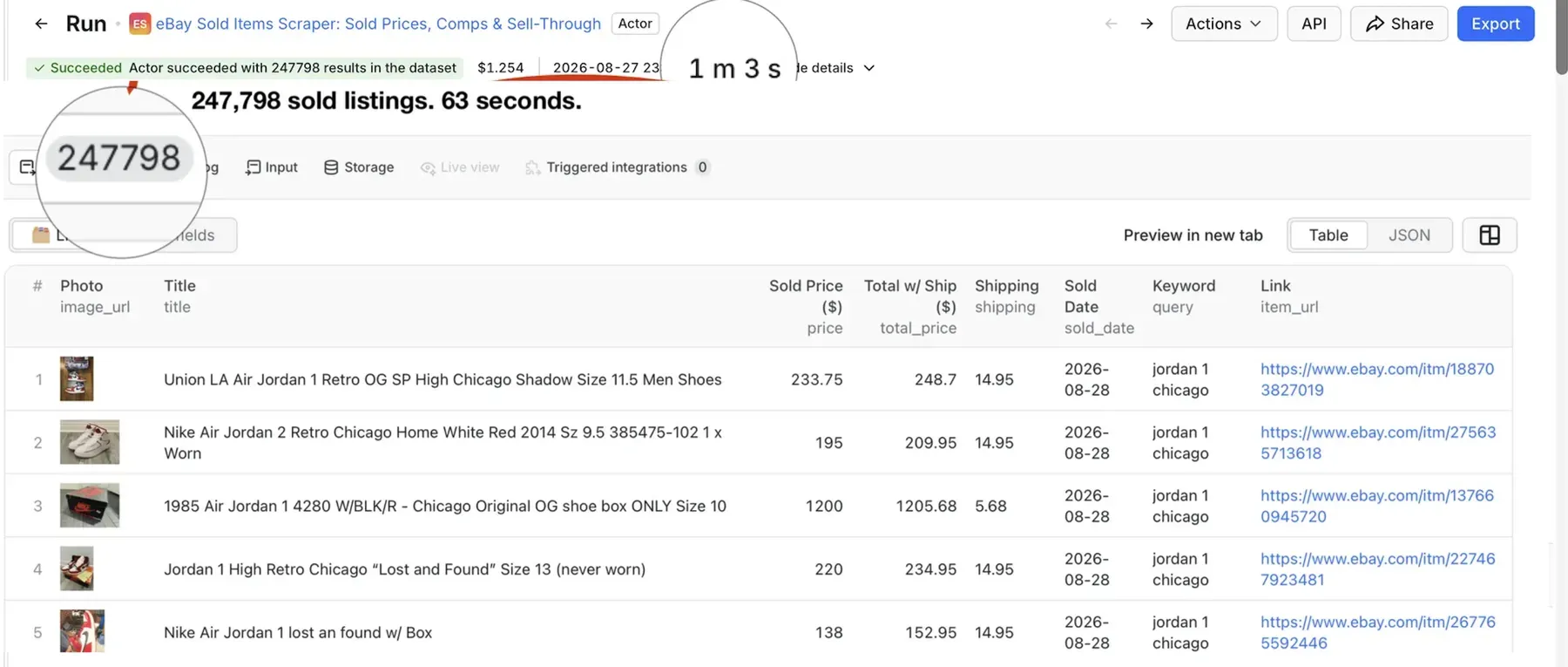 Extracted Item Specifics, Hardware Specs, and Metadata