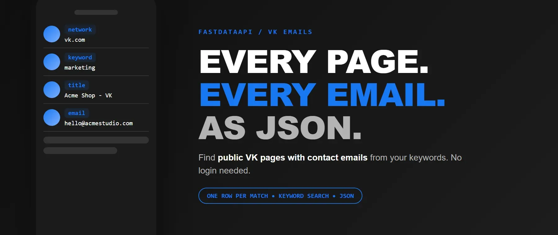 VK Email Scraper: every page and email from VK pages as JSON