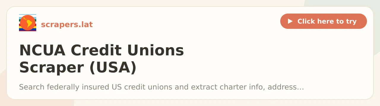 NCUA Credit Unions Scraper (USA)