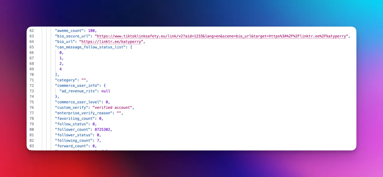 JSON Results