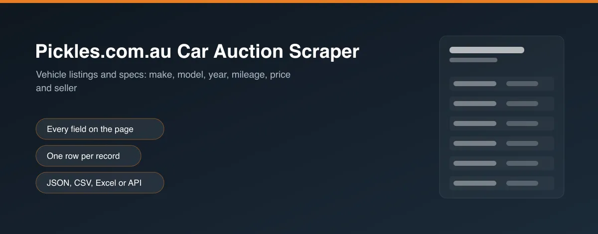 Pickles.com.au Car Auction Scraper hero