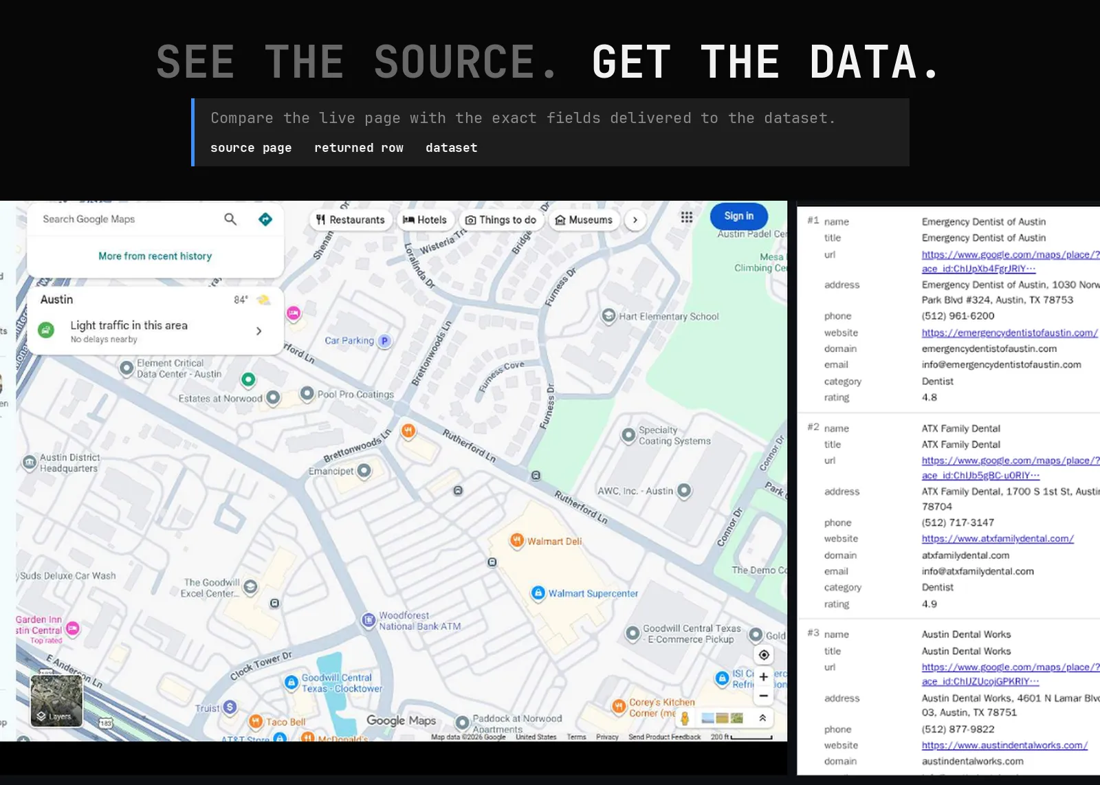 Google Maps Place Scraper interface