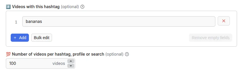 TikTok Scraper input