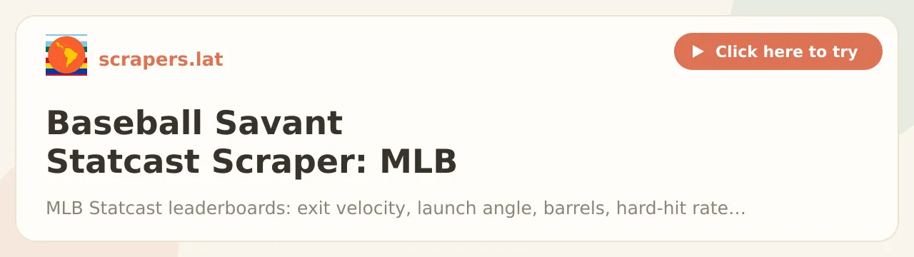 Baseball Savant Statcast Scraper: MLB Exit Velo & xStats